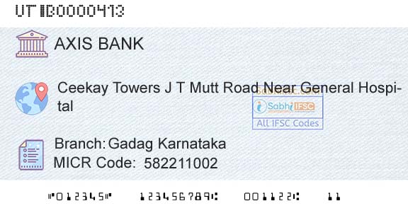 Axis Bank Gadag Karnataka Branch 