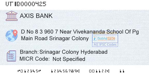 Axis Bank Srinagar Colony Hyderabad Branch 