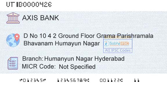 Axis Bank Humanyun Nagar Hyderabad Branch 
