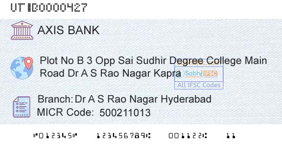 Axis Bank Dr A S Rao Nagar Hyderabad Branch 
