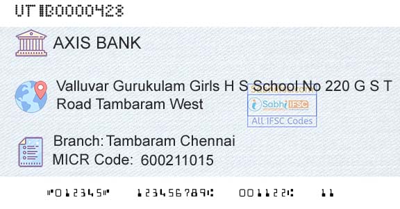 Axis Bank Tambaram Chennai Branch 