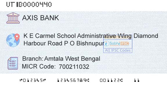Axis Bank Amtala West Bengal Branch 