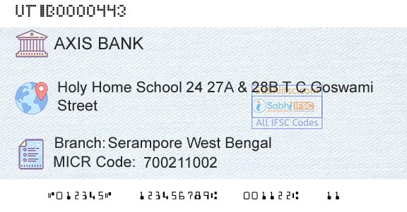Axis Bank Serampore West Bengal Branch 