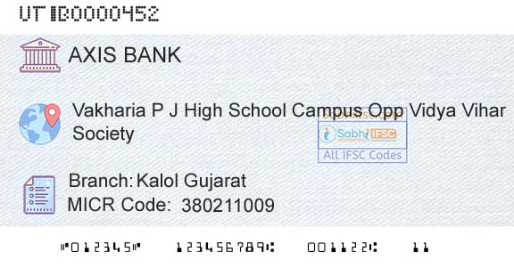 Axis Bank Kalol Gujarat Branch 