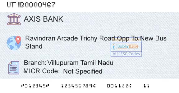 Axis Bank Villupuram Tamil Nadu Branch 