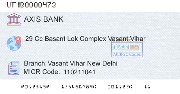 Axis Bank Vasant Vihar New Delhi Branch 
