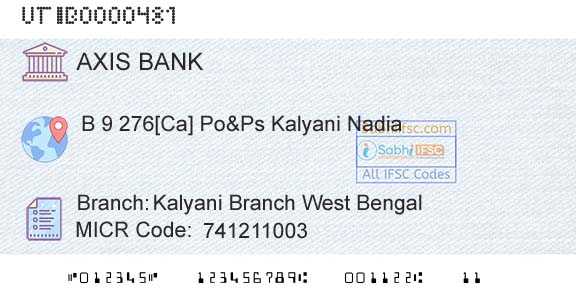 Axis Bank Kalyani Branch West Bengal Branch 