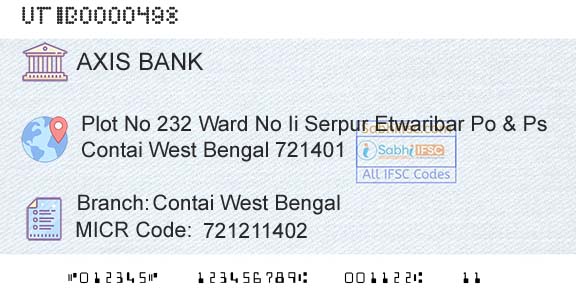 Axis Bank Contai West Bengal Branch 