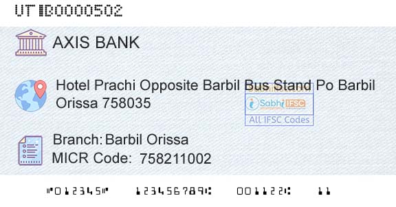 Axis Bank Barbil OrissaBranch 