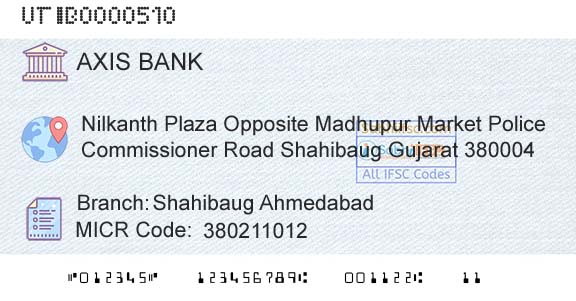 Axis Bank Shahibaug Ahmedabad Branch 