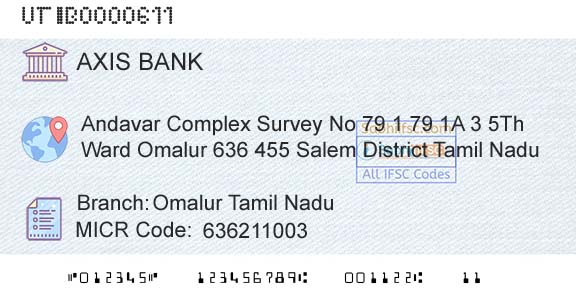 Axis Bank Omalur Tamil NaduBranch 