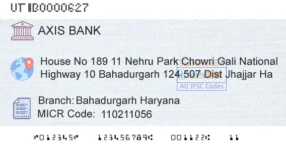 Axis Bank Bahadurgarh HaryanaBranch 