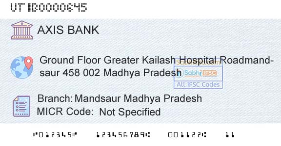 Axis Bank Mandsaur Madhya Pradesh Branch 