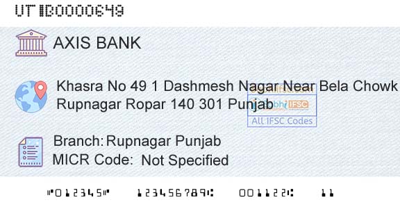 Axis Bank Rupnagar Punjab Branch 