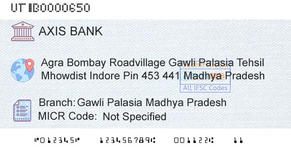 Axis Bank Gawli Palasia Madhya Pradesh Branch 