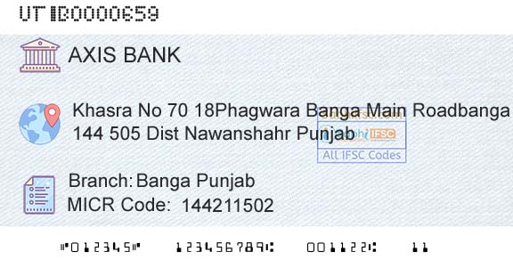 Axis Bank Banga Punjab Branch 