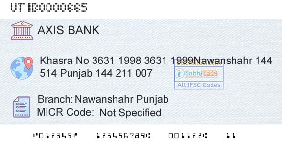 Axis Bank Nawanshahr Punjab Branch 