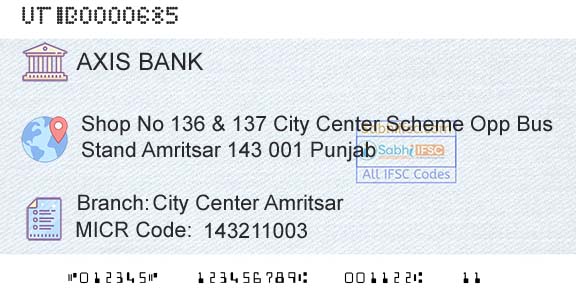Axis Bank City Center AmritsarBranch 