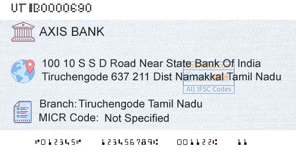 Axis Bank Tiruchengode Tamil NaduBranch 