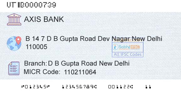 Axis Bank D B Gupta Road New DelhiBranch 