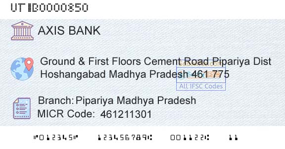 Axis Bank Pipariya Madhya PradeshBranch 
