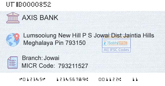 Axis Bank JowaiBranch 