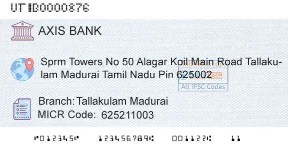Axis Bank Tallakulam MaduraiBranch 