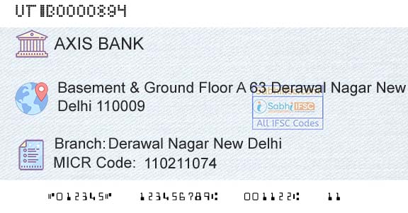 Axis Bank Derawal Nagar New DelhiBranch 