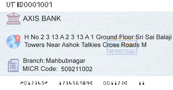 Axis Bank MahbubnagarBranch 