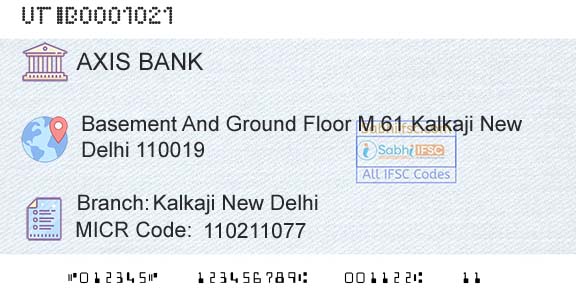 Axis Bank Kalkaji New DelhiBranch 