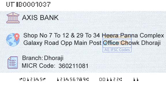 Axis Bank DhorajiBranch 
