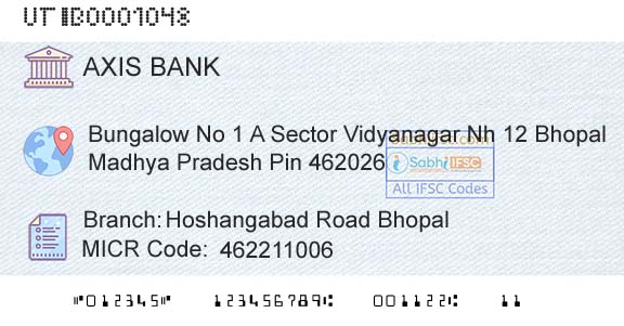 Axis Bank Hoshangabad Road BhopalBranch 