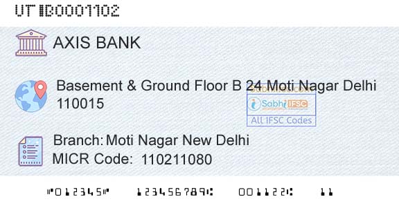 Axis Bank Moti Nagar New DelhiBranch 