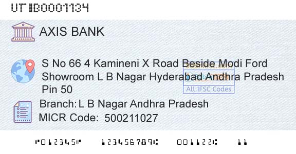 Axis Bank L B Nagar Andhra PradeshBranch 