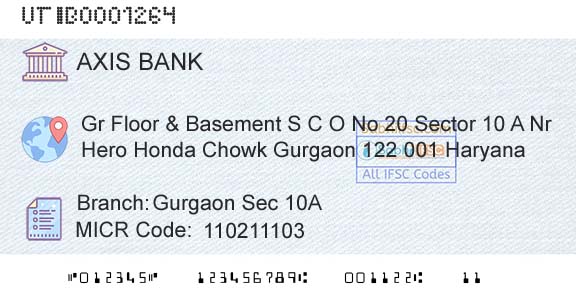 Axis Bank Gurgaon Sec 10aBranch 
