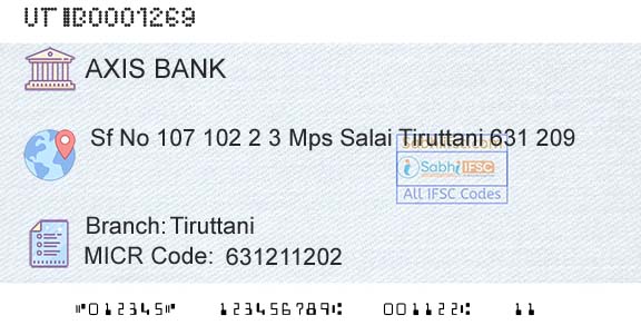 Axis Bank TiruttaniBranch 