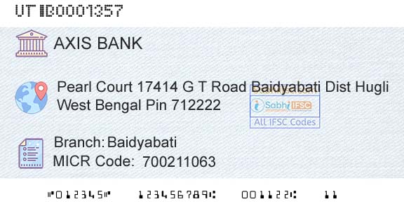 Axis Bank BaidyabatiBranch 