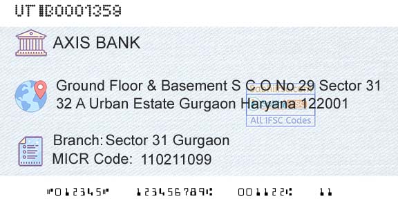 Axis Bank Sector 31 GurgaonBranch 