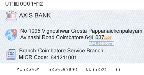 Axis Bank Coimbatore Service BranchBranch 