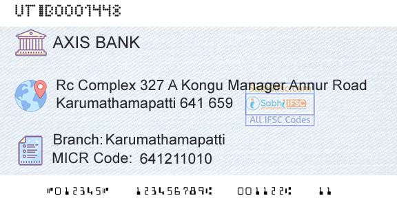 Axis Bank KarumathamapattiBranch 
