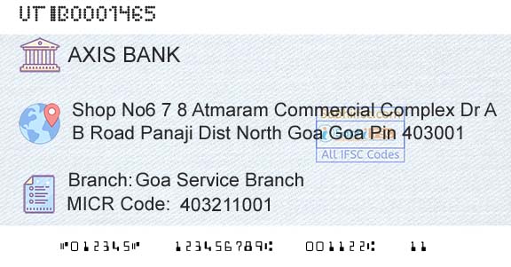 Axis Bank Goa Service Branch Branch 