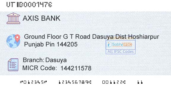 Axis Bank DasuyaBranch 