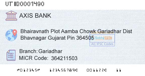 Axis Bank GariadharBranch 