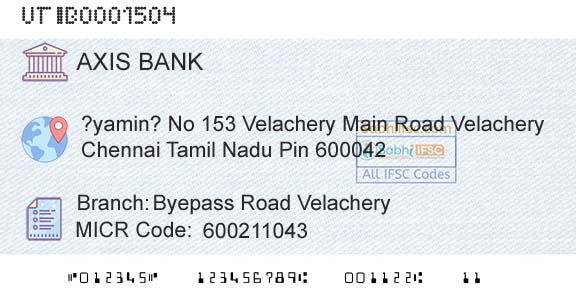 Axis Bank Byepass Road VelacheryBranch 