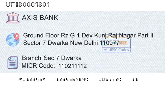 Axis Bank Sec 7 DwarkaBranch 