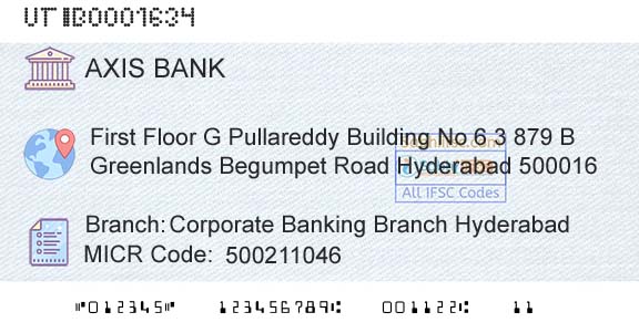 Axis Bank Corporate Banking Branch HyderabadBranch 