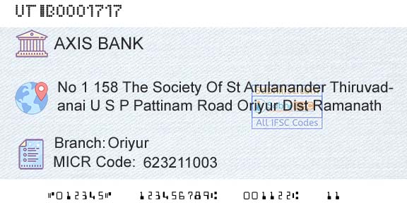 Axis Bank OriyurBranch 