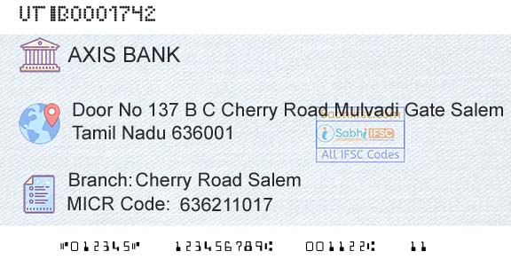 Axis Bank Cherry Road SalemBranch 