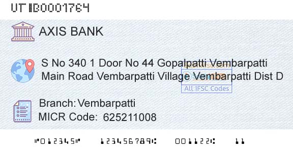 Axis Bank VembarpattiBranch 