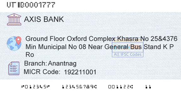 Axis Bank AnantnagBranch 